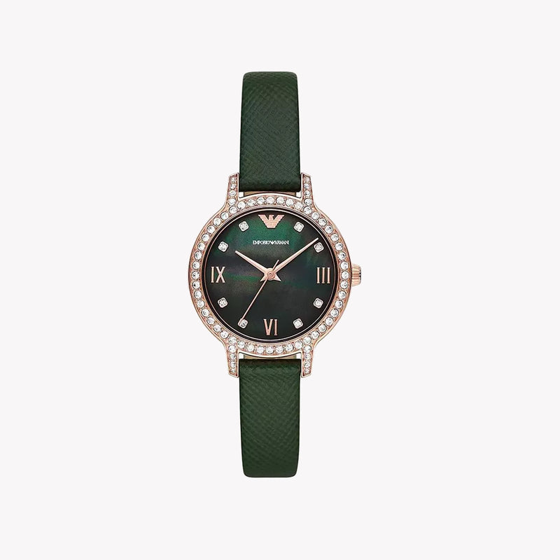 Emporio Armani Women's Rose Gold Watch, Green Leather | Ar11577 by i-watch