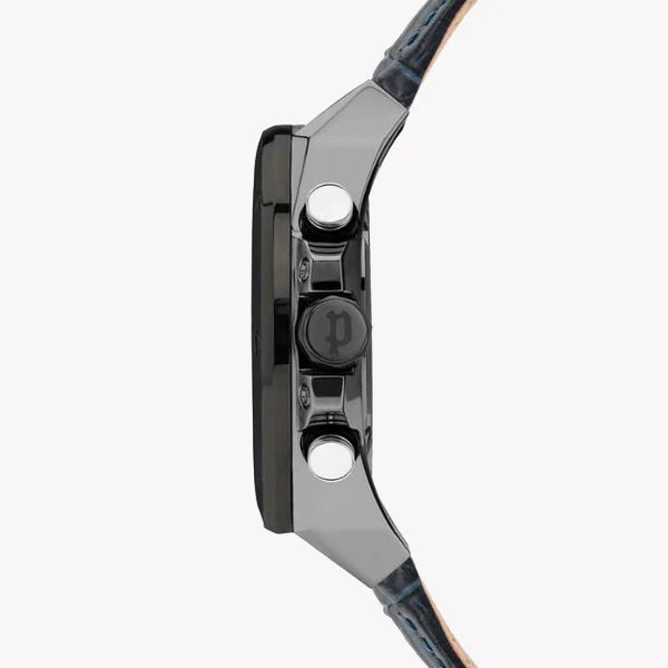 Police Men's Black Leather Watch, Blue Dial | Pl-15711jsub_03 by i-watch
