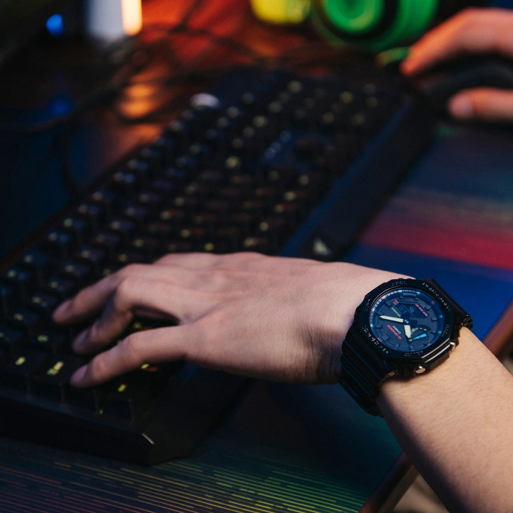 G-Shock Men's Black Resin Watch, Digital Dial | Ga-2100rgb-1adr by i-watch