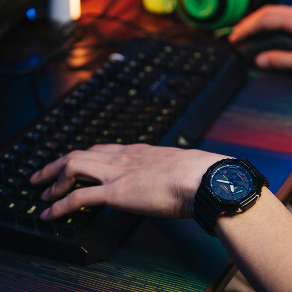 G-Shock Men's Black Resin Watch, Digital Dial | Ga-2100rgb-1adr by i-watch