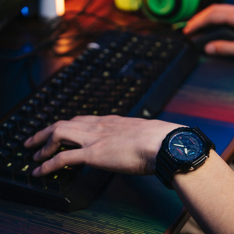 G-Shock Men's Black Resin Watch, Digital Dial | Ga-2100rgb-1adr by i-watch