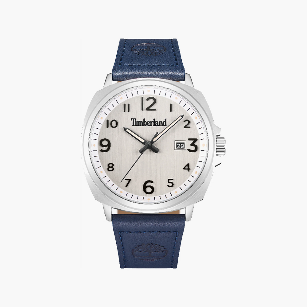 Timberland Men's Silver & Blue Leather Watch, White Dial | Tdwgb0028601 by i-watch