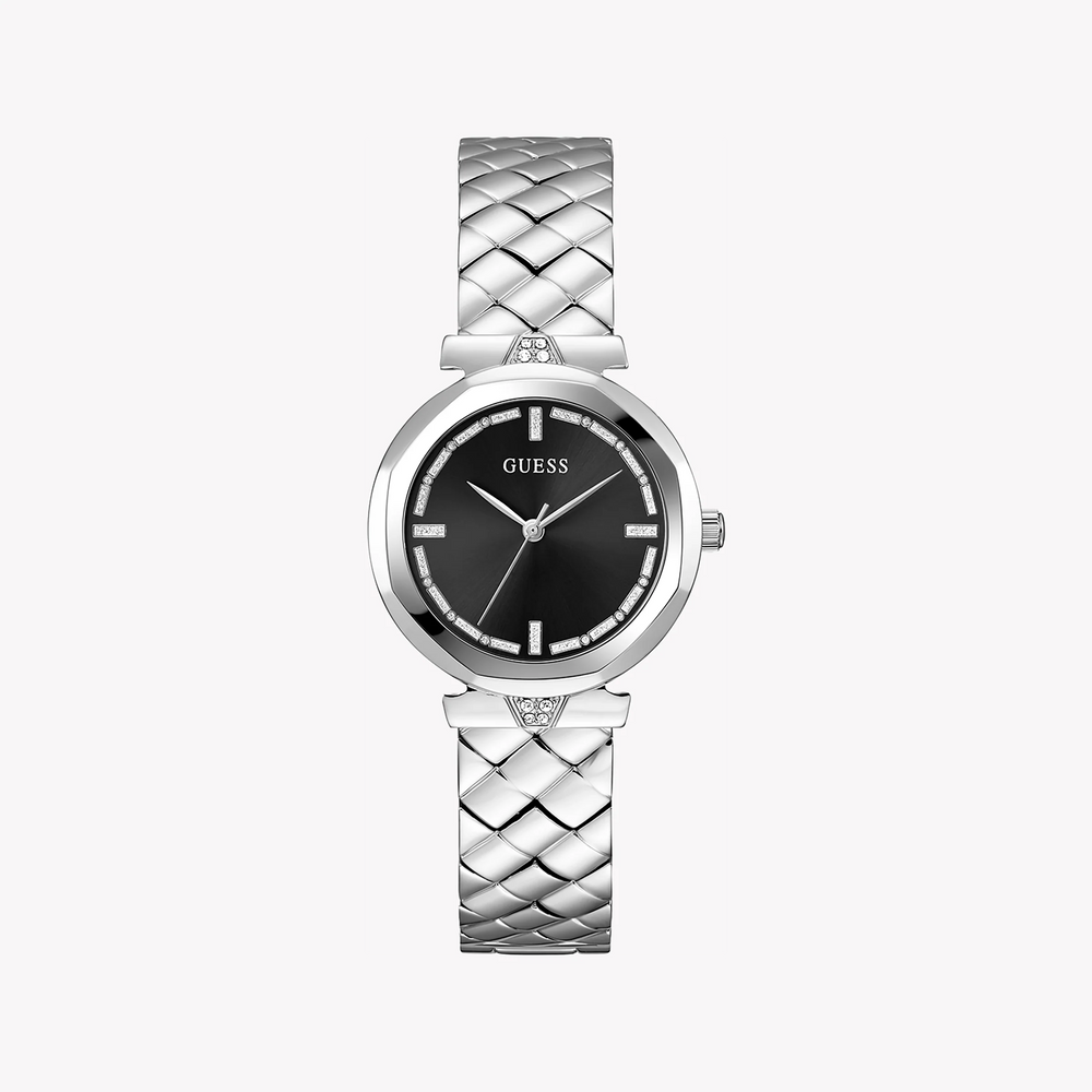 Guess Women's Silver Watch, Black Dial | Gw0613l1 by i-watch