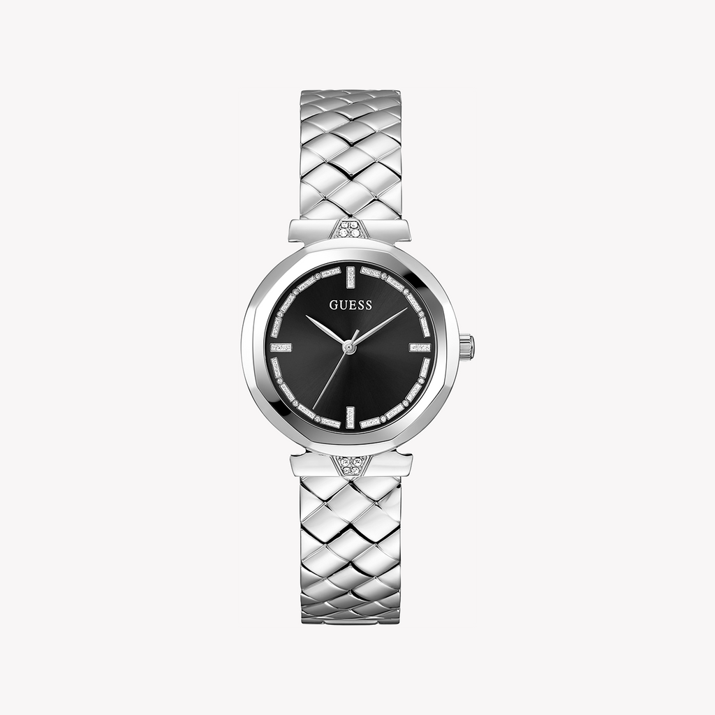 GUESS GW0613L1 SILVER SOPHISTICATION - BOLD BLACK DIAL WOMEN'S TIMEPIECE