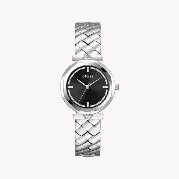 Guess Women's Silver Watch, Black Dial | Gw0613l1 by i-watch