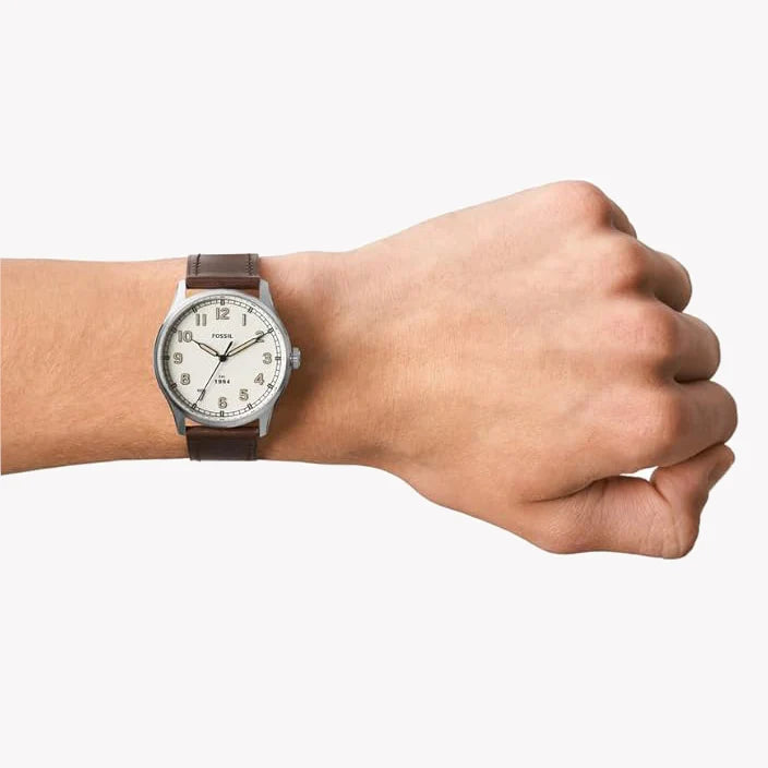Fossil Men's Silver Stainless Steel, Brown Leather | Fs5927 by i-watch