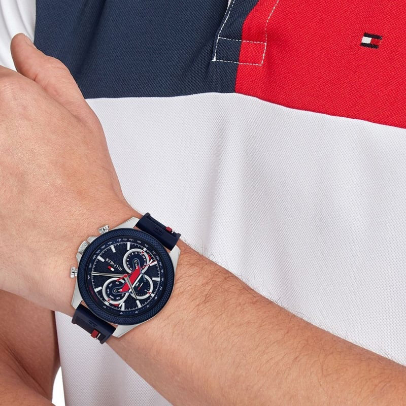 Tommy Hilfiger Men's Blue Silicone Watch, Stainless Steel | 1687492 by i-watch