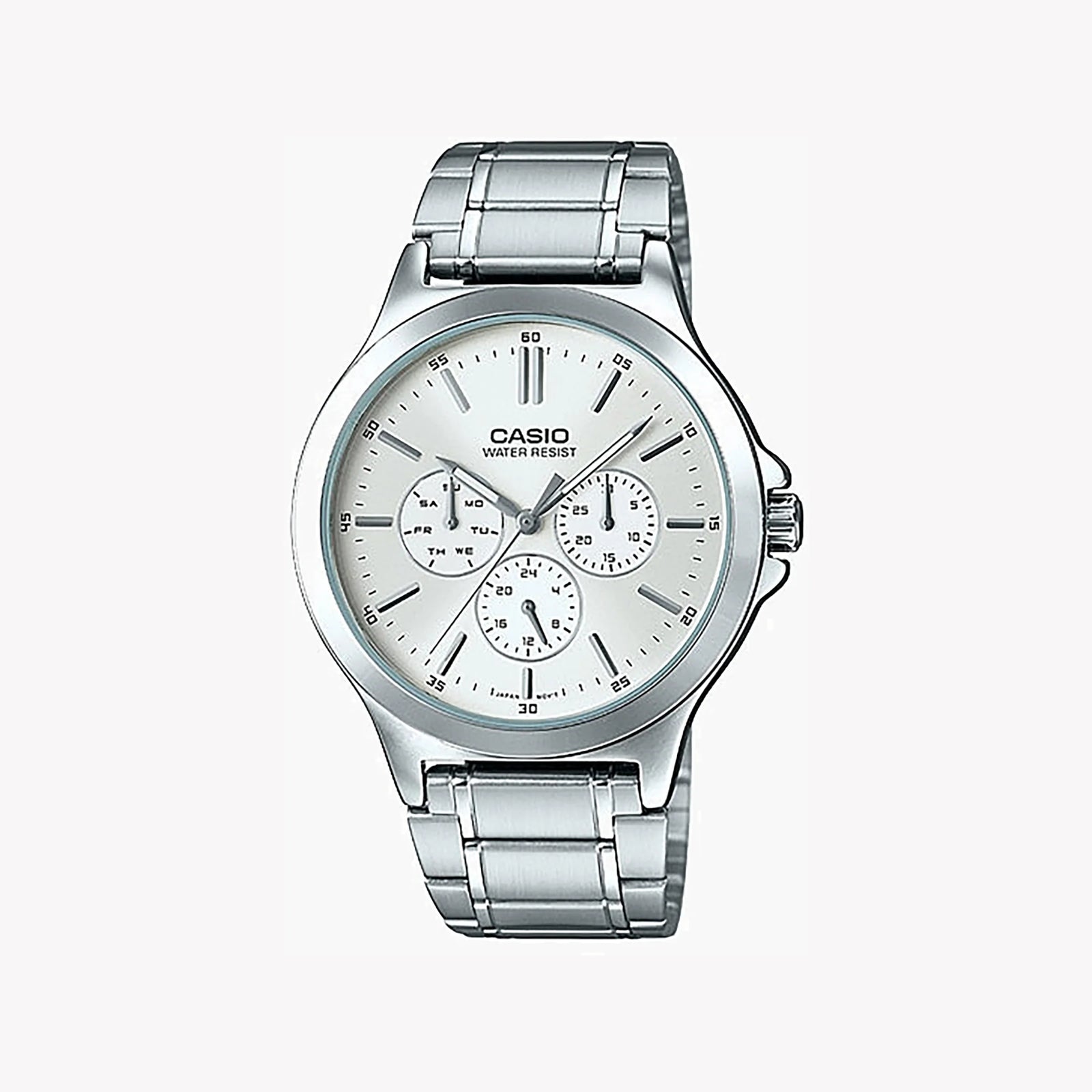 Casio Mtp-V300d-7audf - Bold Elegance Men's Watch With Silver Stainless Steel Band And White Dial by i-watch