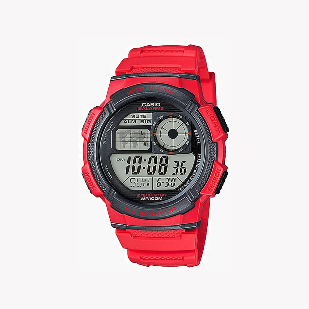 Casio Men's Resin Watch, Red Dial | Ae-1000w-4avdf by i-watch