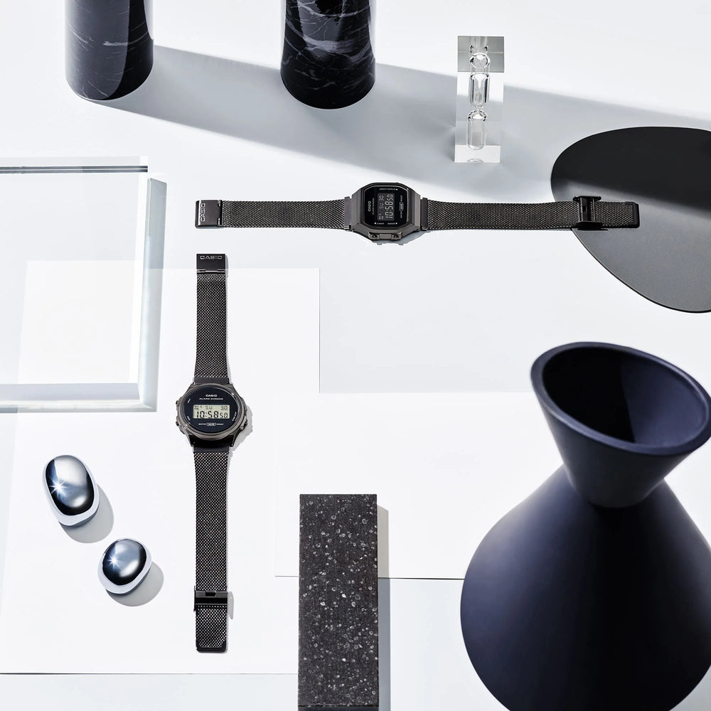 CASIO A168WEMB-1B DYNAMIC SPORTY DIGITAL - ULTIMATE FUNCTIONALITY & STYLE Unisex Watch with black ion-plated band and vibrant illumination-i-Watch-3