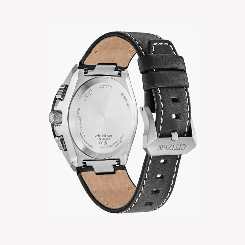 Citizen Men's Silver Stainless Steel, Black Leather | Jy8149-05e by i-watch