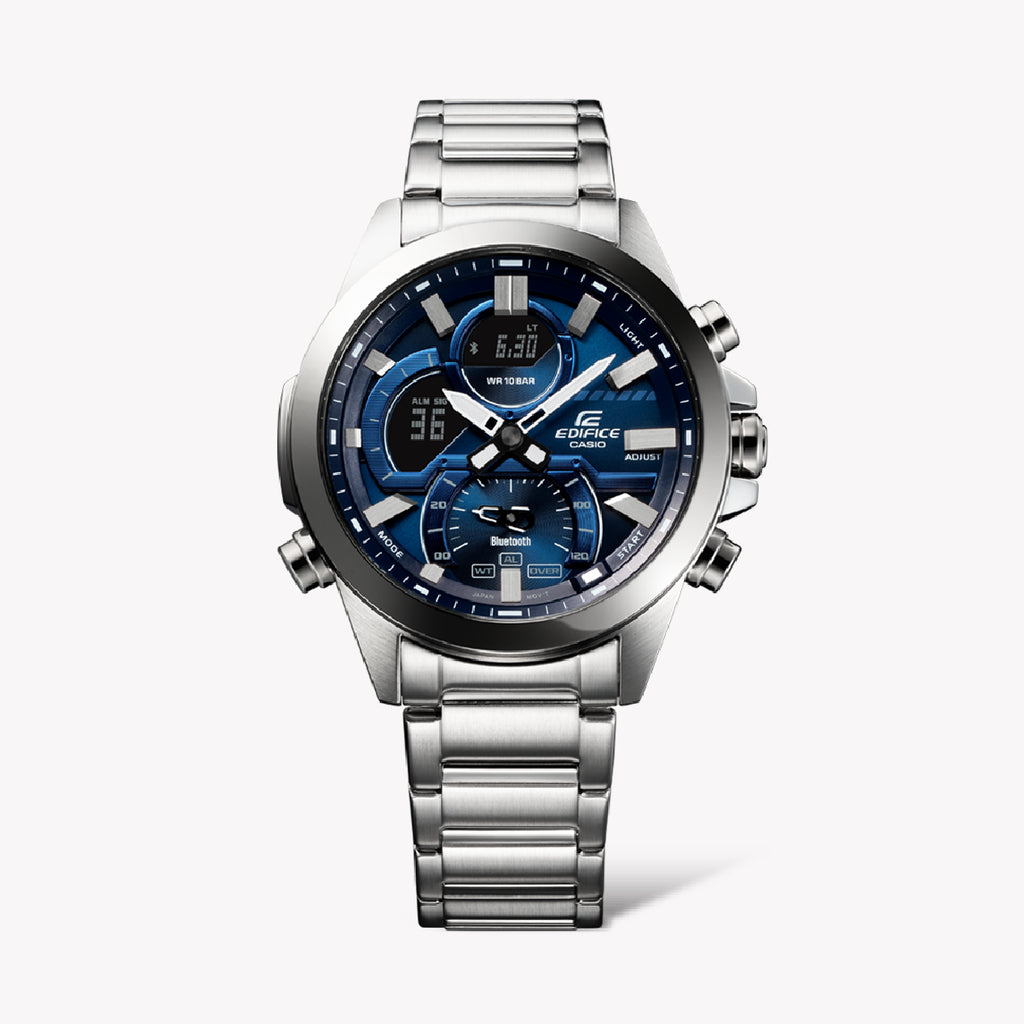 CASIO EDIFICE ECB-30D-2ADF - DYNAMIC ELEGANCE MEETS INNOVATIVE PERFORMANCE Men's Watch with stainless steel band and striking blue dial-i-Watch-2