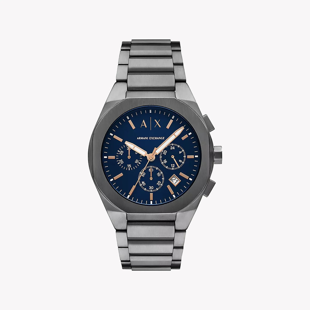 A|X Armani Exchange Men's Grey Stainless Steel, Blue Dial | Ax4182
