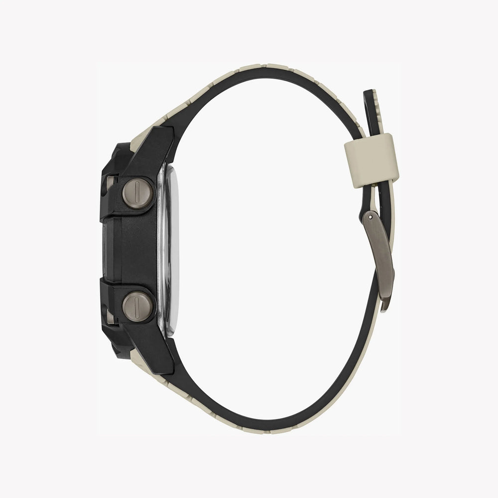 Guess Men's Black Stainless Steel, Beige Silicone | Gw0342g2 by i-watch
