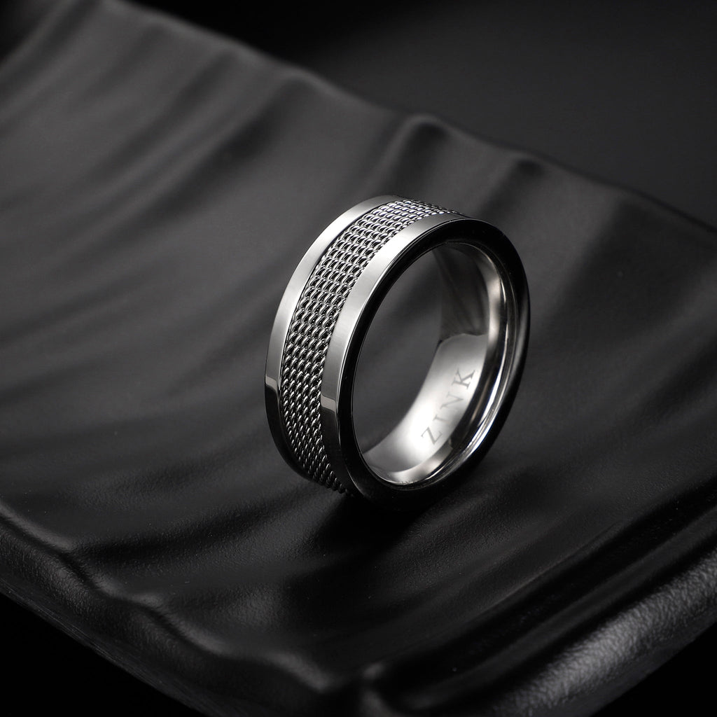 Zink Men's Silver Stainless Steel Ring | Zjrg017ssp