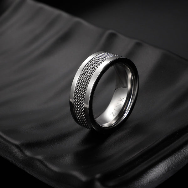Zink Men's Silver Stainless Steel Ring | Zjrg017ssp
