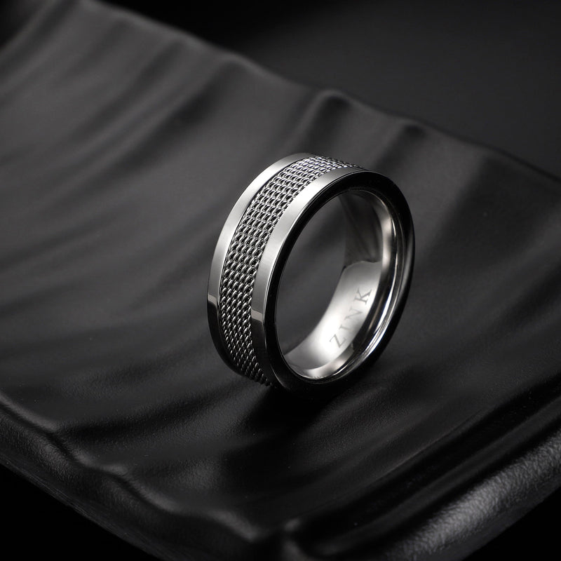 Zink Men's Silver Stainless Steel Ring | Zjrg017ssp