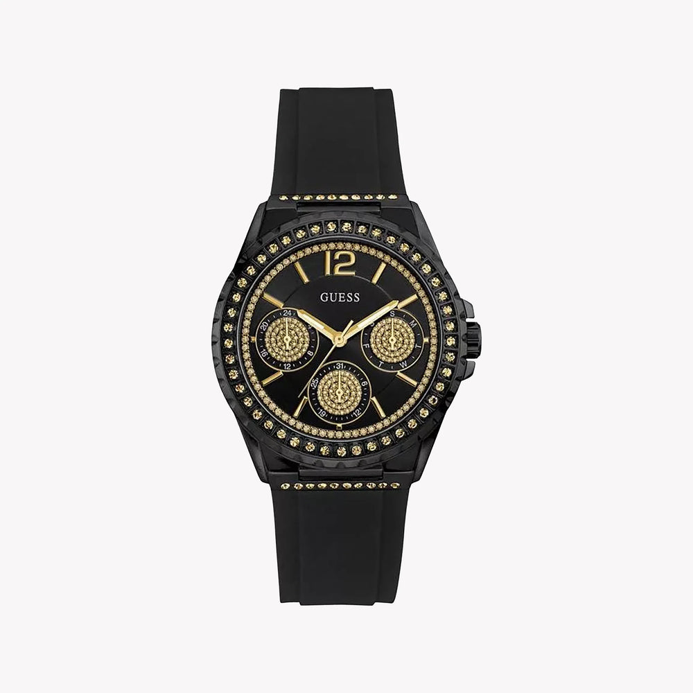 Guess Women's Black Silicone Watch, Black Dial | W0846l1 by i-watch