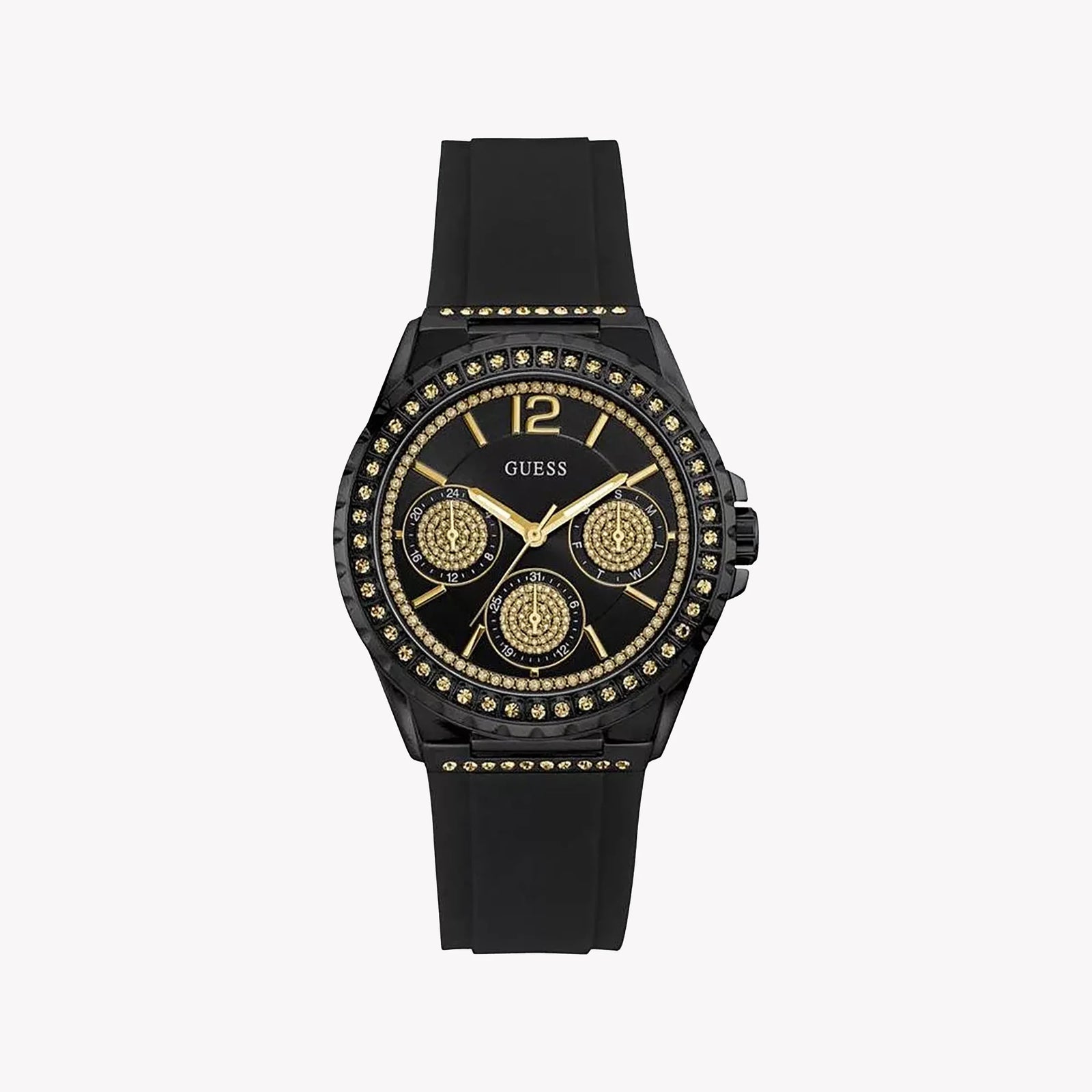 Guess Women's Black Silicone Watch, Black Dial | W0846l1 by i-watch