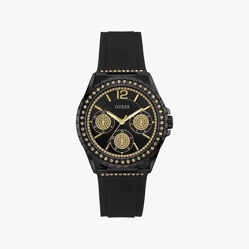 Guess Women's Black Silicone Watch, Black Dial | W0846l1 by i-watch
