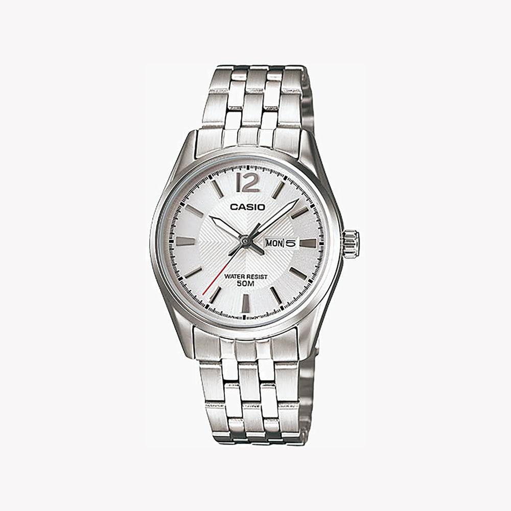 Casio Ltp-1335d-7avdf - Sporty Sophistication Unisex Watch With Silver Stainless Steel BAnd and Elegant White Dial by i-watch