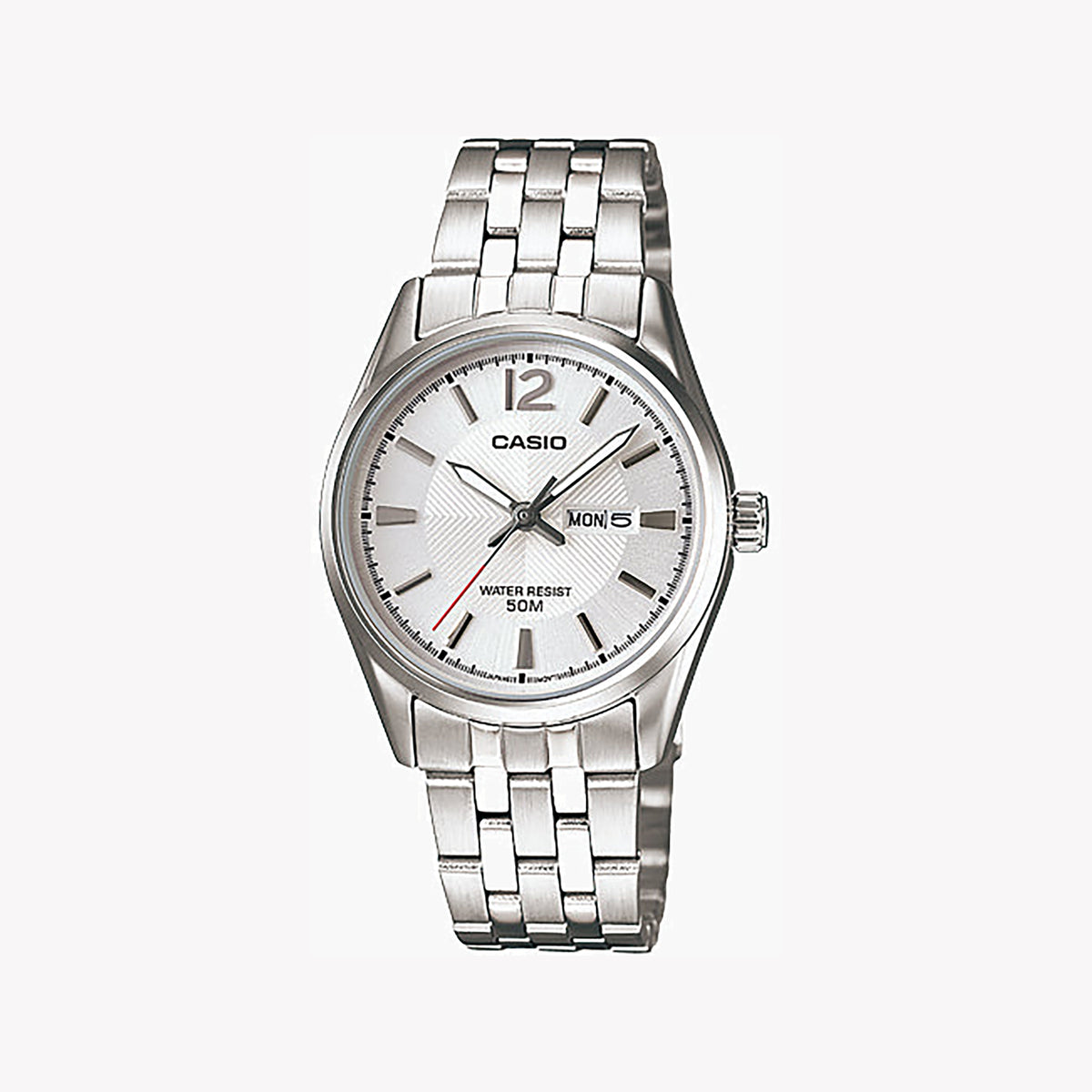 CASIO LTP-1335D-7AVDF - SPORTY SOPHISTICATION UNISEX WATCH with silver stainless steel band and elegant white dial