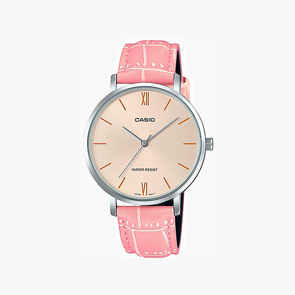 CASIO Women's Watch with Silver Stainless Steel Case and Rose Leather Band-i-Watch-2