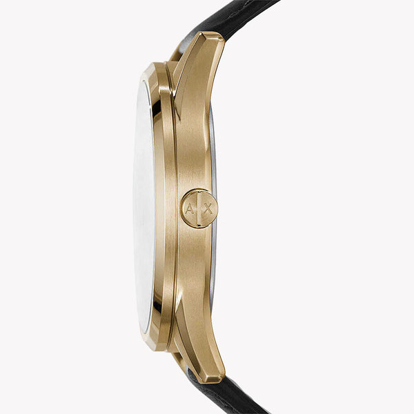 Armani Exchange Men's Gold Stainless Steel, Black Leather | Ax1869 by i-watch