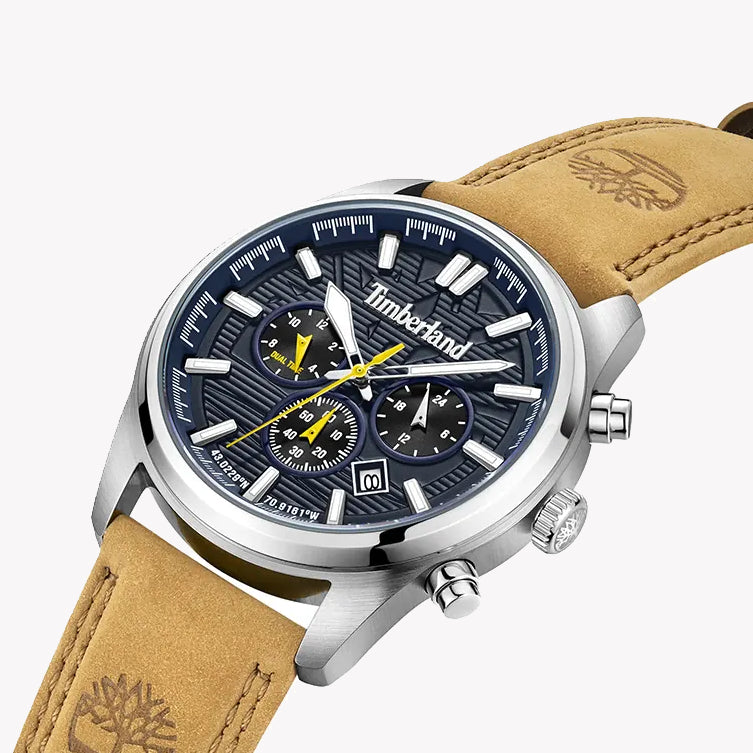 TIMBERLAND TDWGF0009602 RUGGED ELEGANCE - MEN'S STAINLESS STEEL WATCH WITH BLUE DIAL & LEATHER BAND-i-Watch-3