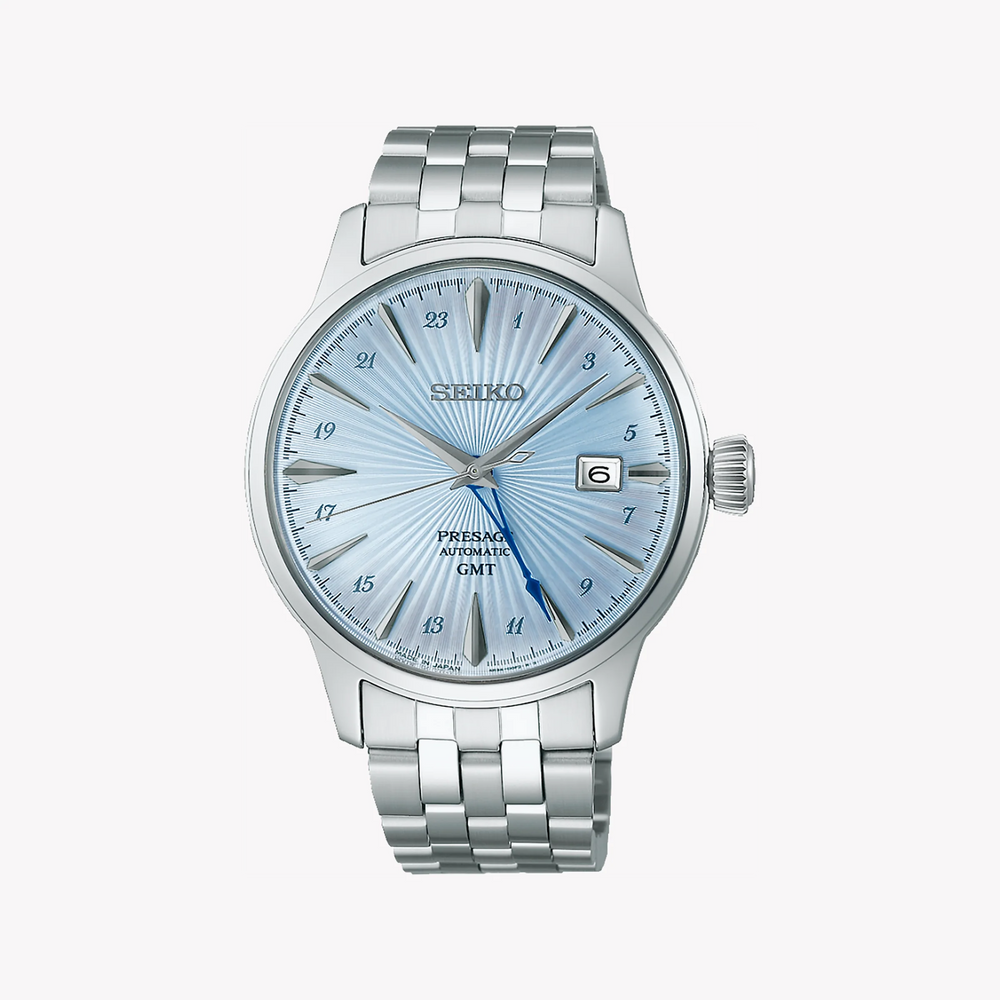 Seiko Men's Silver Stainless Steel Watch, Light Blue Dial | Ssk037j1 by i-watch
