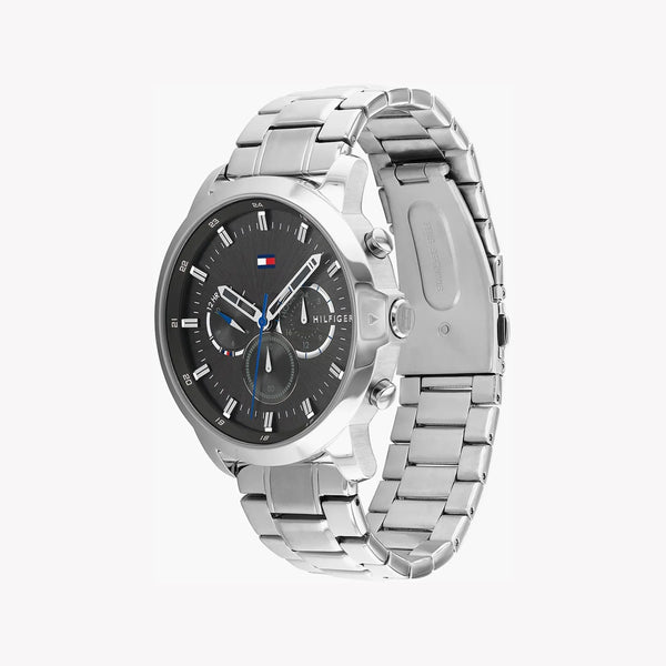 Tommy Hilfiger Men's Silver Watch, Black Dial | Sku 1673146 by i-watch