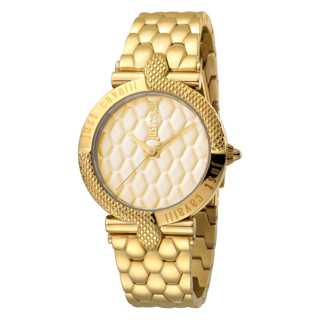 JUST CAVALLI Women's Watch with Gold Stainless Steel Case and Gold Stainless Steel Band