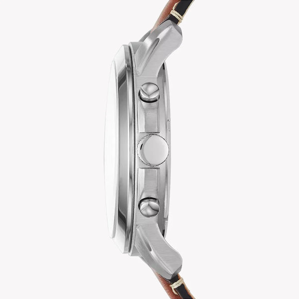Fossil Men's Silver Stainless Steel, Brown Leather | Fs5210 by i-watch