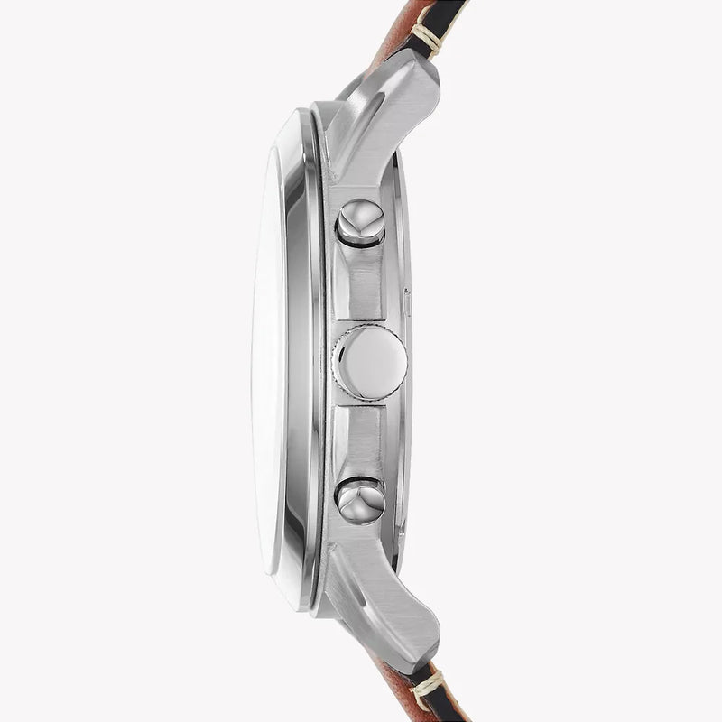 Fossil Men's Silver Stainless Steel, Brown Leather | Fs5210 by i-watch