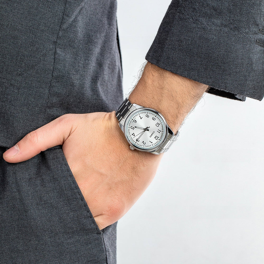 Casio Men's Silver Stainless Steel Watch, Silver Dial | Mtp-V005d-7b4 by i-watch