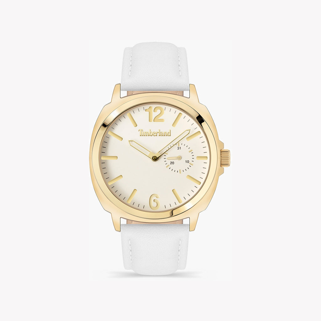 Timberland TDWLB2200403 Gold & White Leather Watch - Stylish & Versatile-i-Watch