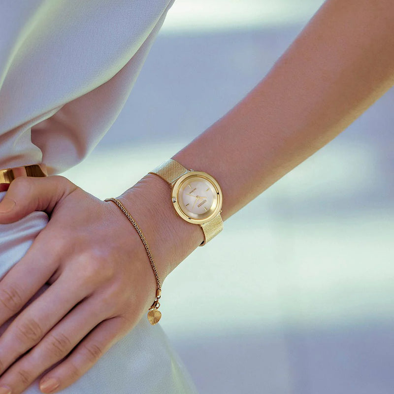 Citizen Em0643-84x - Radiant Gold Elegance: Women's Sophisticated Stainless Steel Timepiece by i-watch