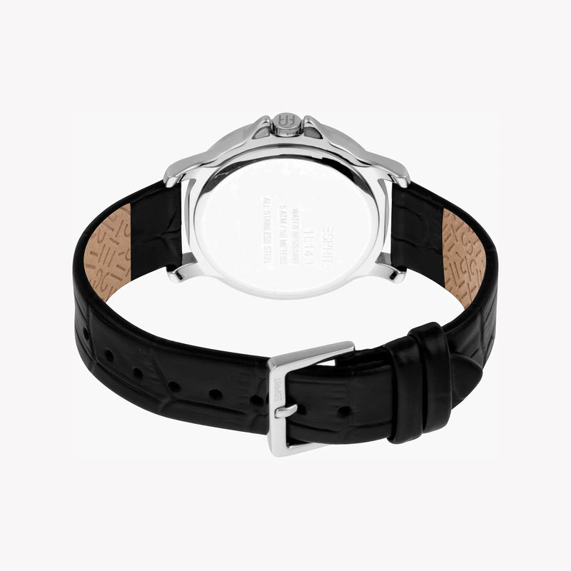 Esprit Women's Black Leather Watch, Burgundy Dial | Es1l235m0095 by i-watch