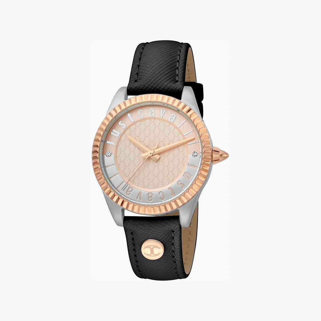 JUST CAVALLI Women's Watch with Silver Stainless Steel Case and Black Leather Band-i-Watch-2