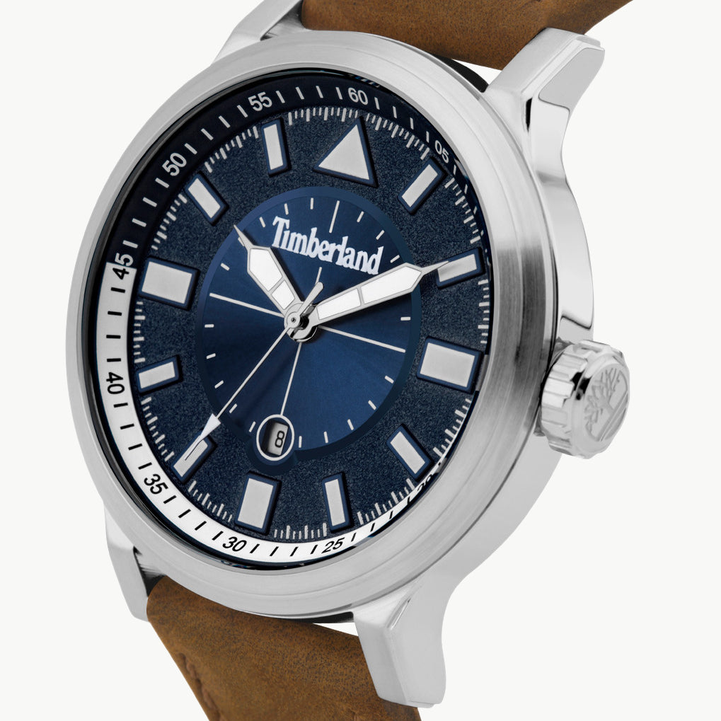 TIMBERLAND TBL15248JS03 RUGGED ELEGANCE - MEN'S STAINLESS STEEL WATCH WITH BLUE DIAL & BROWN LEATHER BAND-i-Watch-3