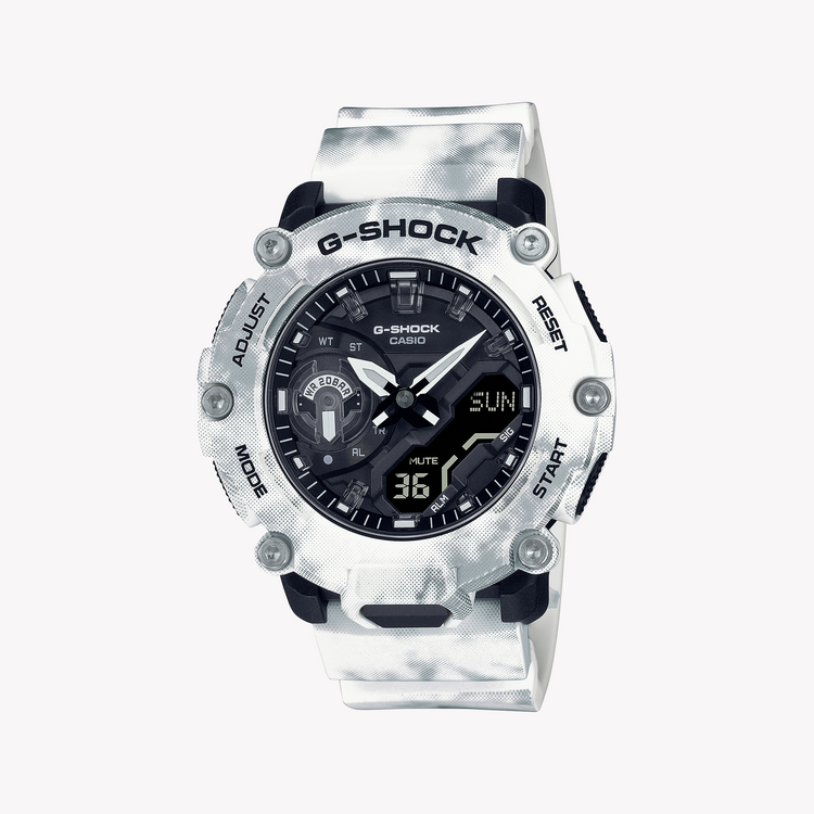 CASIO G-SHOCK GA-2200GC-7ADR - SPORTY ELEGANCE MEN'S WATCH with White Resin Band & Vibrant Digital Dial