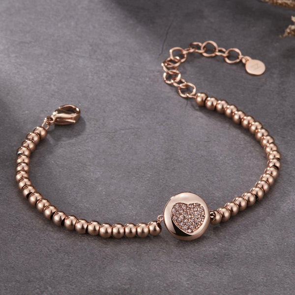 Elegant Rose Gold Women's Zink Bracelet, Heart Charm | Erghb01 by i-watch