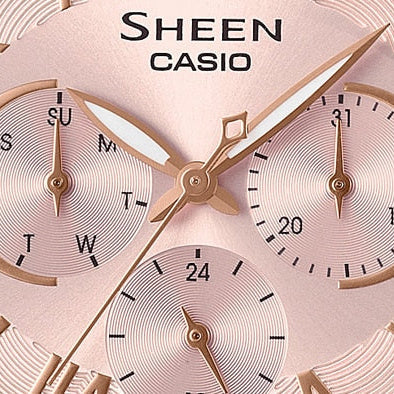 Casio She-3058spg-4audr Elegantly Chic - Sporty Luxury Women's Watch With Swarovski Crystals And Rose Gold Band by i-watch