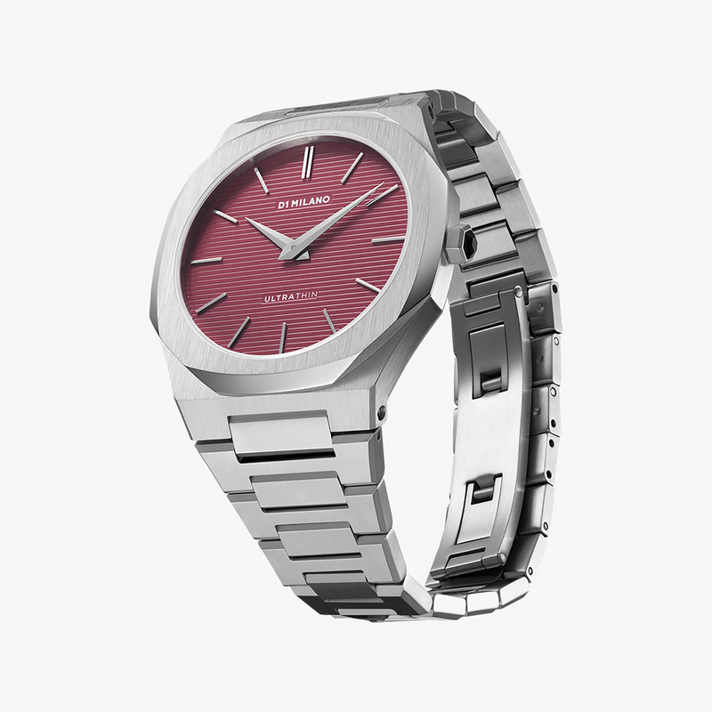 D1 MILANO Unisex Silver Stainless Steel, Red Dial | D1-UTBJ11 by i-watch