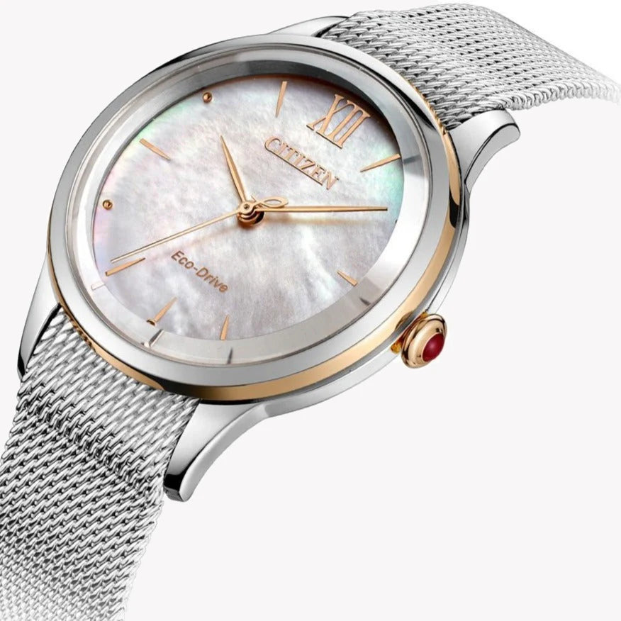 Citizen Em0816-88y Radiant Charm - Elegant Silver Mesh Eco-Drive Women's Timepiece by i-watch