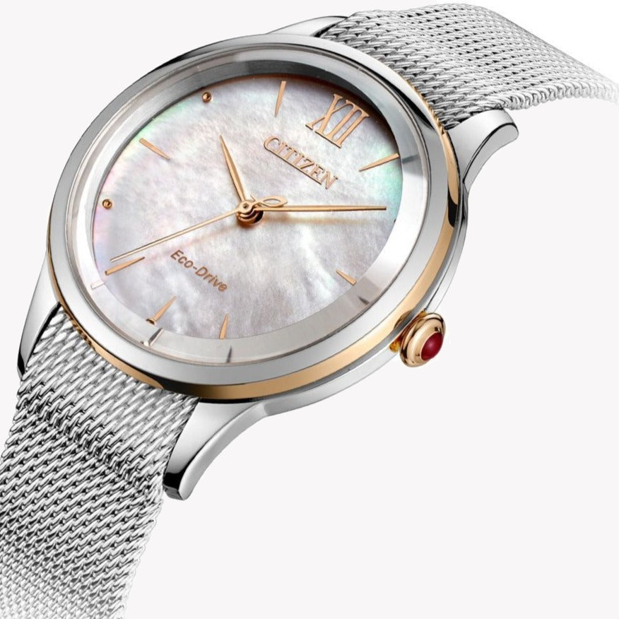 CITIZEN EM0816-88Y RADIANT CHARM - ELEGANT SILVER MESH ECO-DRIVE WOMEN'S TIMEPIECE-i-Watch-2