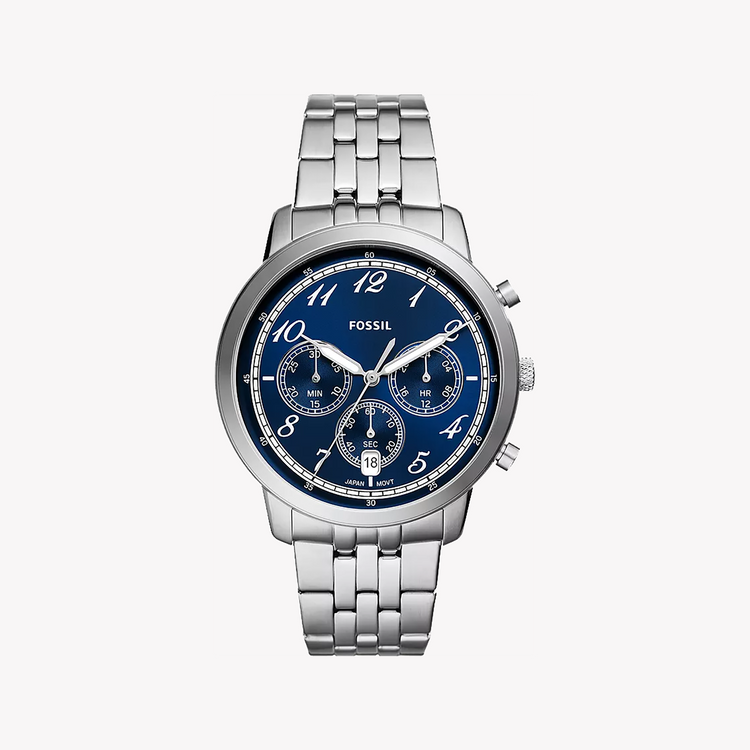 Fossil Men's Silver Watch, Blue Dial | FS6025