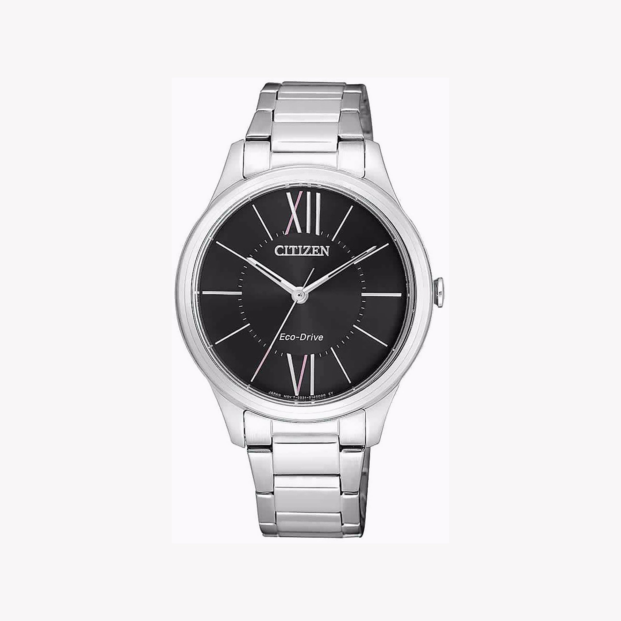 CITIZEN Eco-Drive EM0410-58E - MODERN ELEGANCE - Sustainable Women's Watch with Silver Band & Black Dial