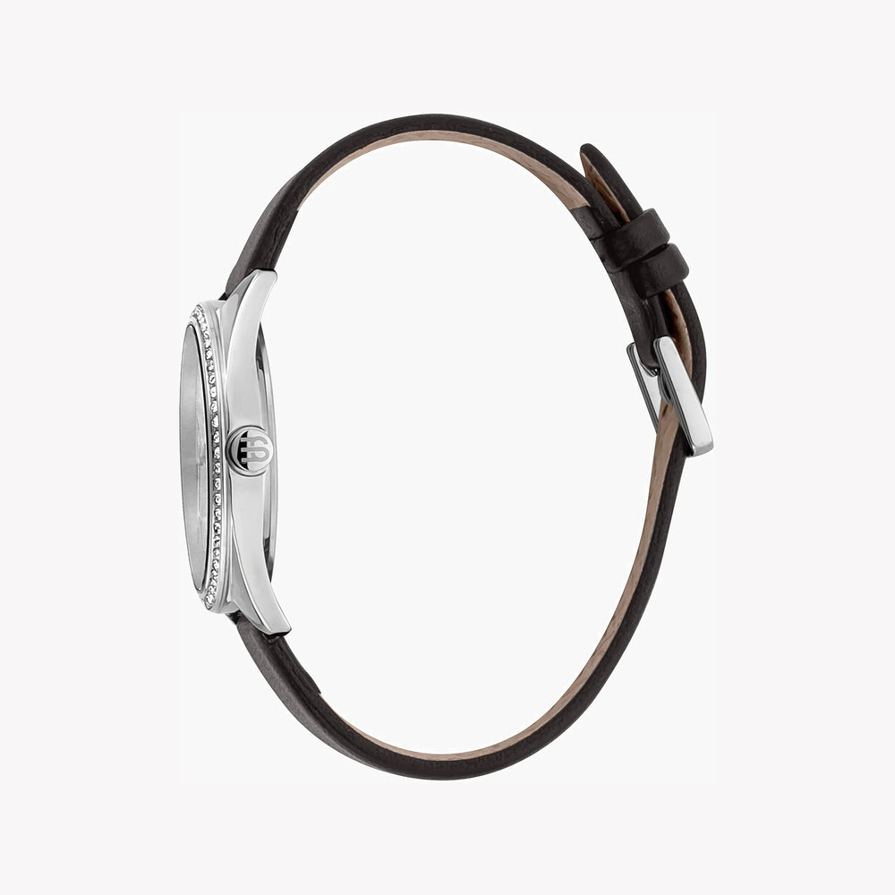 Esprit Women's Black Leather Watch, Silver Dial | ES1L289L0015 by i-watch