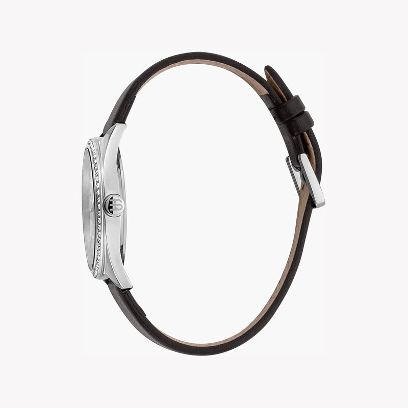 Esprit Women's Black Leather Watch, Silver Dial | ES1L289L0015 by i-watch